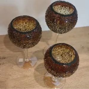 3 Partylite Sienna Lights Trio Crushed Mosaic Candle Holders Ombré RARE RETIRED